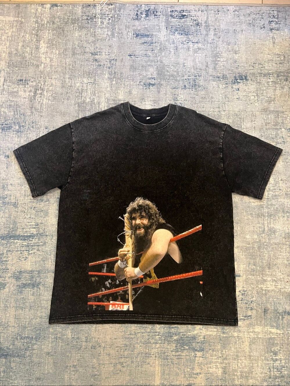Black Distressed Vintage Wash Cactus Jack Barbed Wire Baseball Bat Tee 2XL